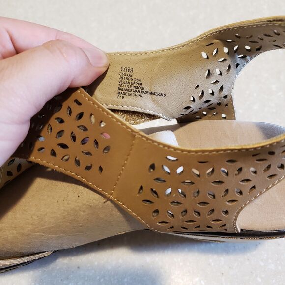 JBU By Jambu Women’s Chloe Peep Toe T-Strap Vegan Wedges Memory Foam Sz 10 - Picture 5 of 8